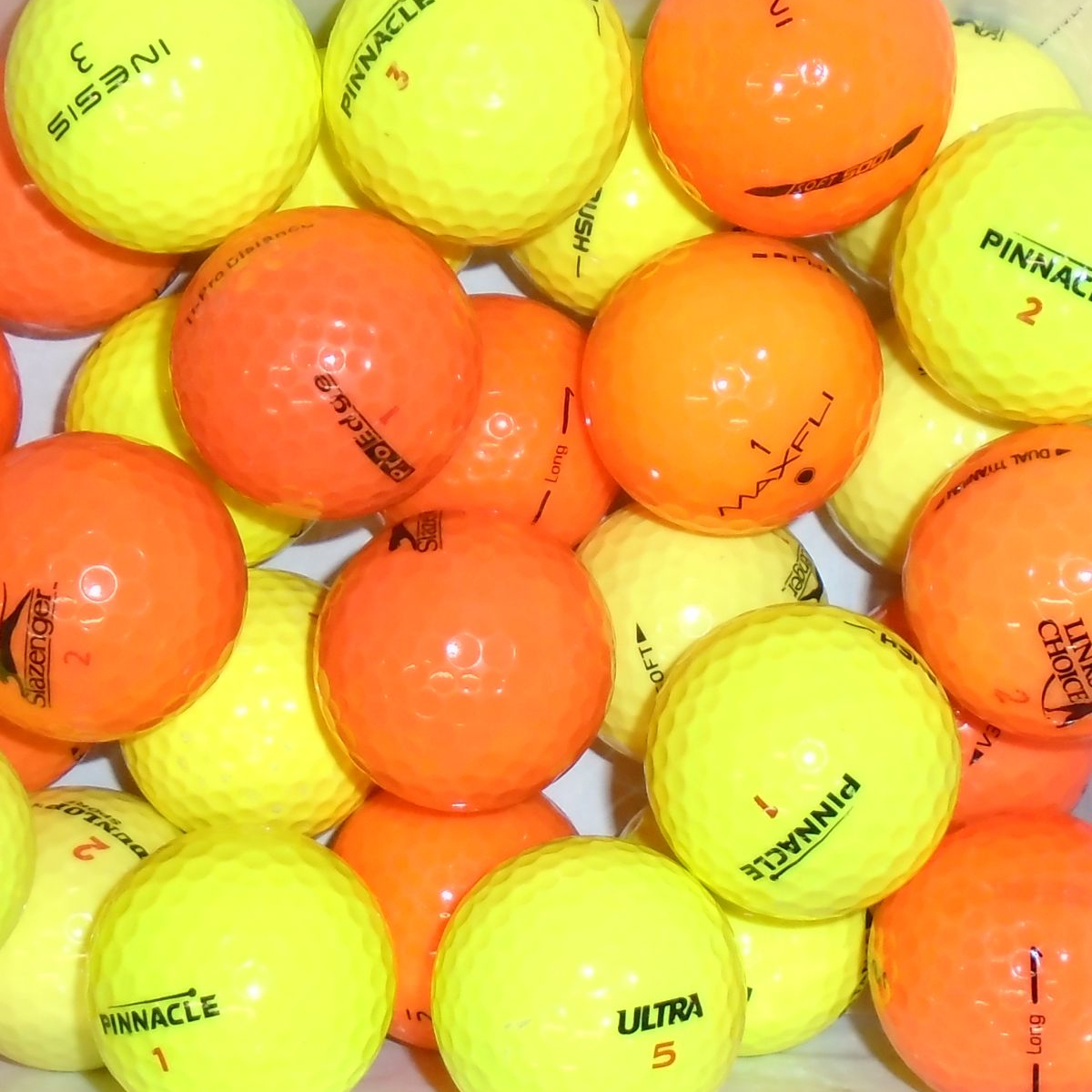 Value Branded Mix of Yellow & Orange Lake Golf Balls - 36 Balls