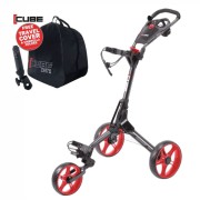 Skymax Cube 3.0 Push Golf Trolley - Black/Red + 2 FREE Accessories