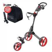 Skymax Cube 3.0 Push Golf Trolley - Black/Red + 2 FREE Accessories