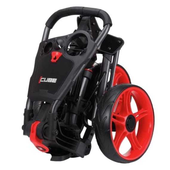 Skymax Cube 3.0 Push Golf Trolley - Black/Red + 2 FREE Accessories