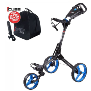 Skymax Cube 3.0 Push Golf Trolley - Black/Blue + 2 FREE Accessories