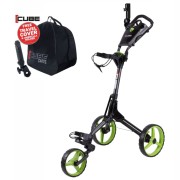 Skymax Cube 3.0 Push Golf Trolley - Black/Lime + 2 FREE Accessories